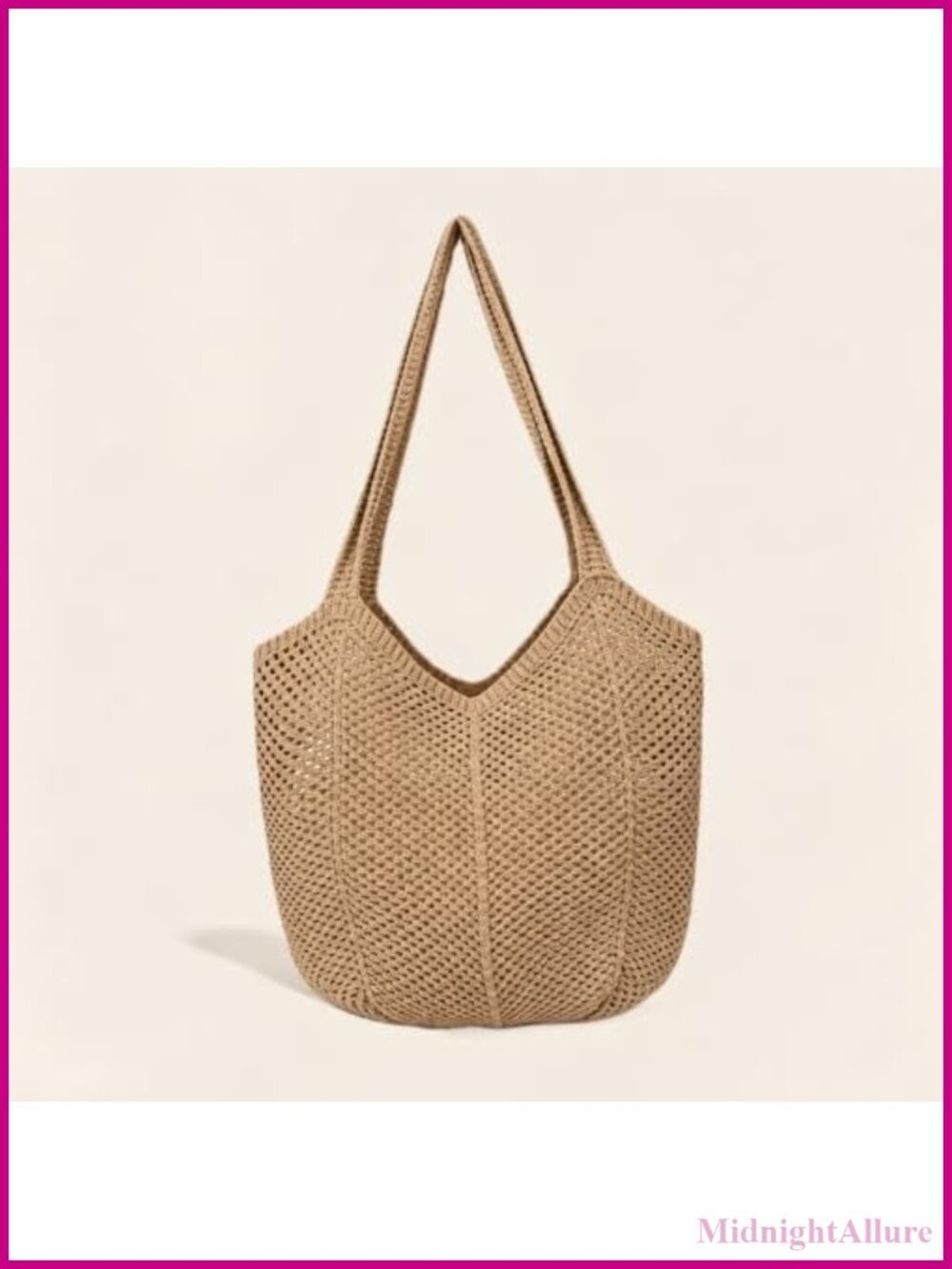 Large Crochet Woven Shoulder Bag with 3D Flowers & Hollow Mesh – Tote